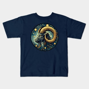 ZODIAC Capricorn - Astrological CAPRICORN - CAPRICORN - ZODIAC sign - Van Gogh style - 17 Kids T-Shirt